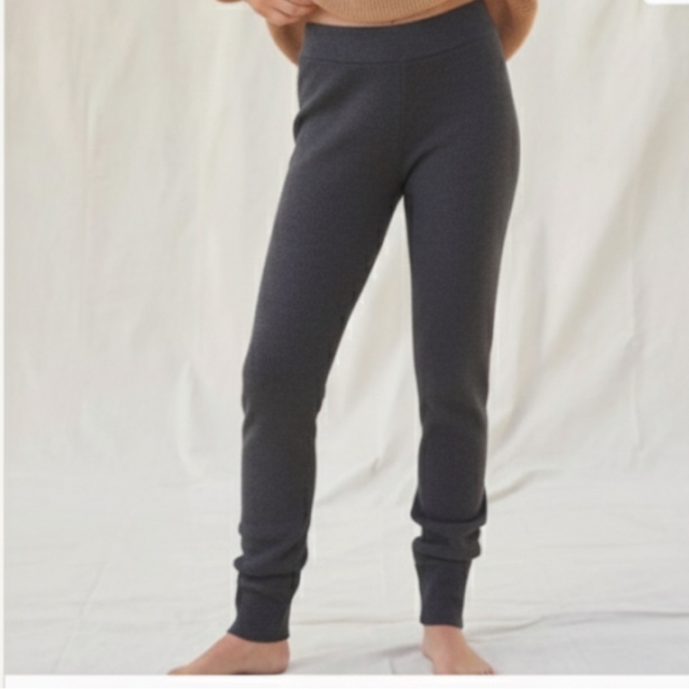 Lunya Cozy cotton silk waffle leggings thermal slim pants medium grey